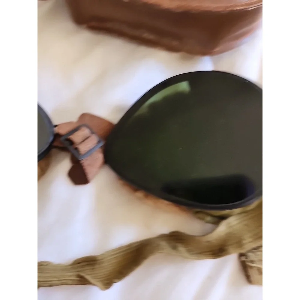 Vintage Antique Fur‎ Lined Military Goggles With Case (Grant Foster And Co.)